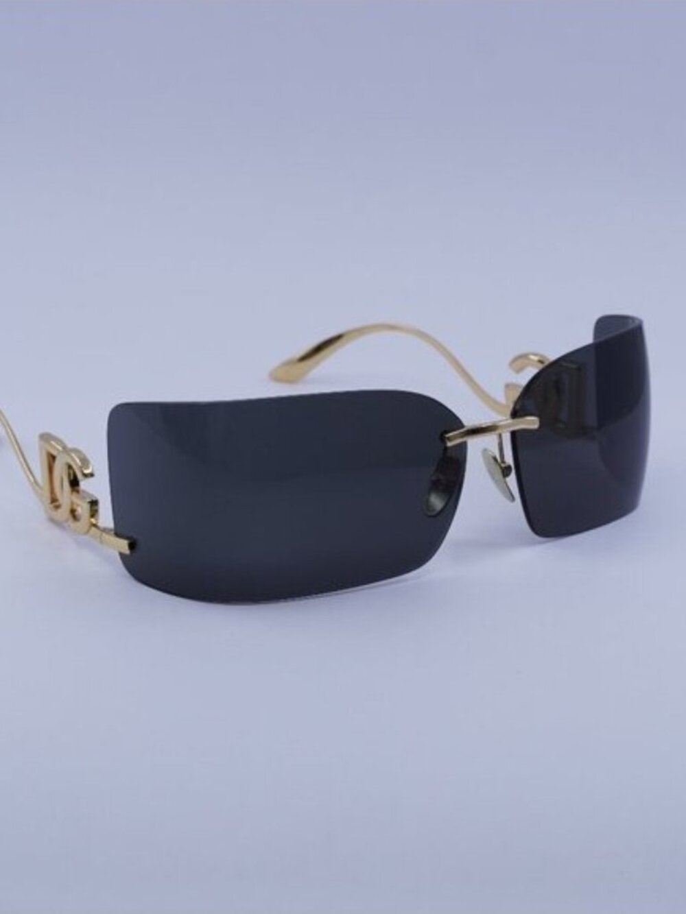Dolce & Gabbana DG2319 02/87 Sunglasses Gold Rectangle Frame, Dark Grey Lenses